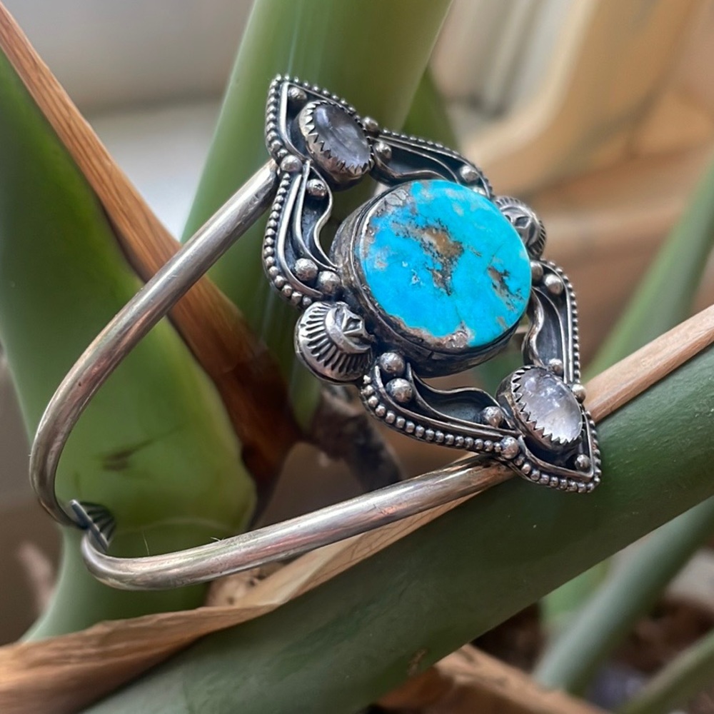 Custom 9.25 silver,turquoise, flecks of fools gold
